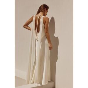 NWT Runaway the Label Ivory Gabriella Maxi Dress Open Back Size Medium